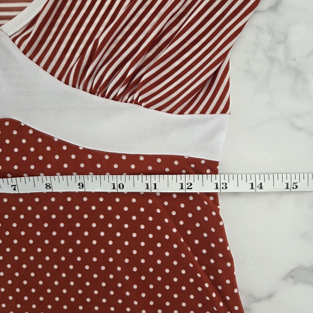 Red and White Striped and Polka Dot Womena Top Size Small - Picture 13 of 15
